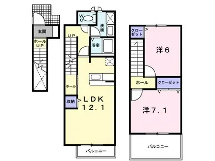グランドール AB(2LDK/2階)の間取り写真