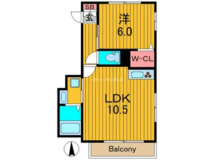 CASTA ROSA(1LDK/1階)の間取り写真
