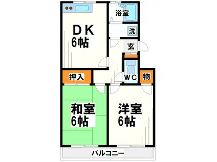 サンハイム新富(2DK/1階)の間取り写真
