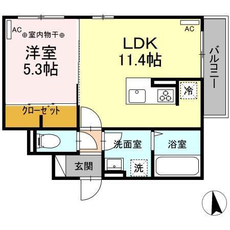 D-ROOM荒井(1LDK/2階)の間取り写真