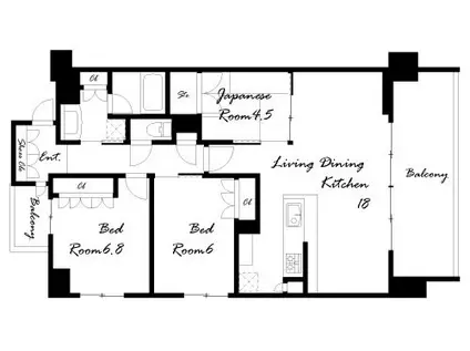 ザ・レジデンス元町海岸通(3LDK/13階)の間取り写真