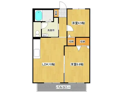 アウローラ(2LDK/2階)の間取り写真