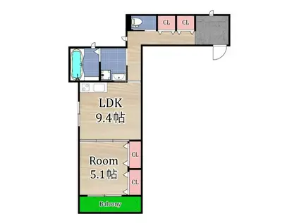 プリモ太子橋今市(1LDK/3階)の間取り写真