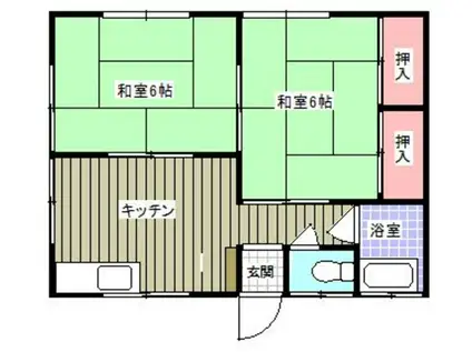茜荘(2DK/1階)の間取り写真