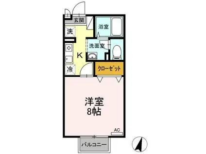 アイディール(1K/2階)の間取り写真