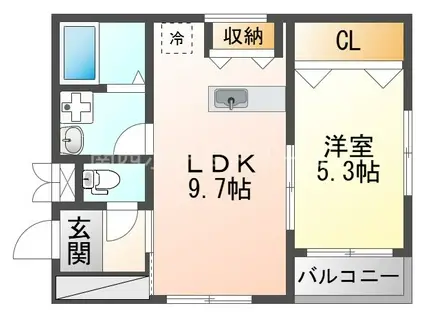 レユシール常称寺(1LDK/3階)の間取り写真