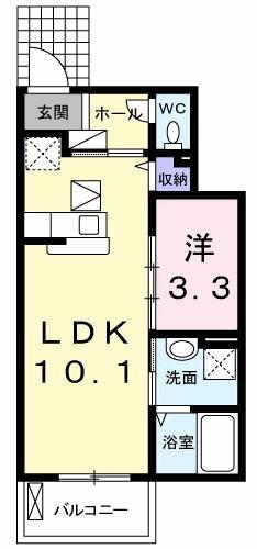ＪＲ予讃線 坂出駅 徒歩16分 2階建 築15年(1LDK/1階)の間取り写真