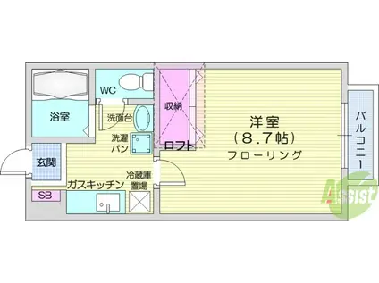 オレンジ弐番館(1K/2階)の間取り写真