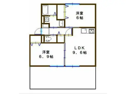 JAボナール上の丸A(2LDK/1階)の間取り写真