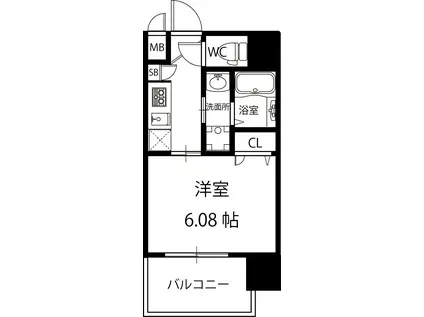 パークヒルズ天保山MOE(1K/4階)の間取り写真