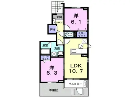 スプリング・サンライズ(2LDK/1階)の間取り写真
