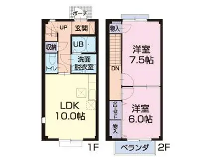 メゾネット和 野洲市行畑2丁目(2LDK/1階)の間取り写真