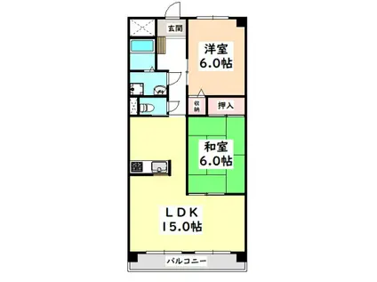 グランメール・トーエイ(2LDK/4階)の間取り写真