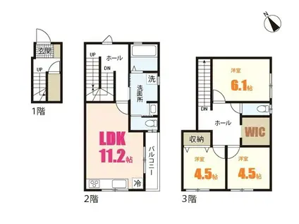 長束5丁目メゾネット(3LDK/1階)の間取り写真