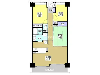 ベルジュ成子坂(3LDK/3階)の間取り写真