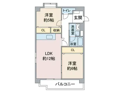 シャンポール高社(2LDK/2階)の間取り写真