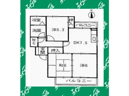 グリーンパーク藤塚(3DK/2階)の間取り写真