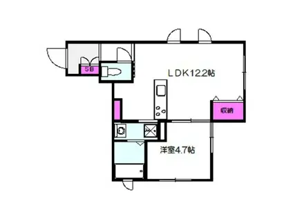 ティーズコート(1LDK/1階)の間取り写真
