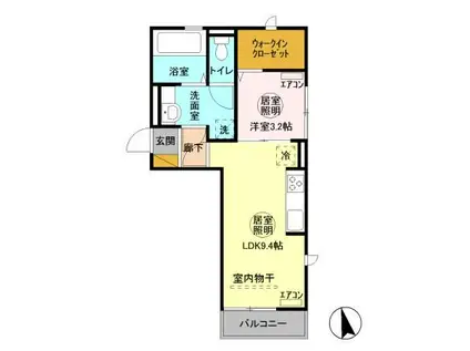 フォルテューヌ大和(1LDK/3階)の間取り写真