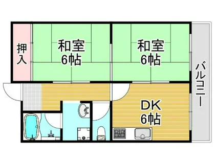 パークサイド御崎(2DK/5階)の間取り写真