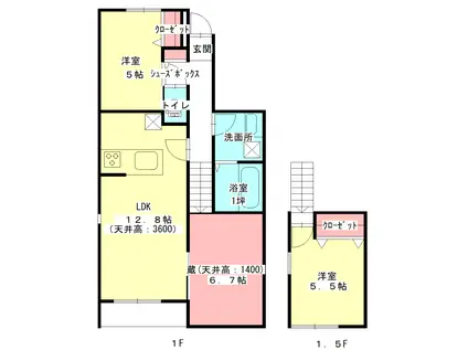 ル・グリ(2SLDK/1階)の間取り写真
