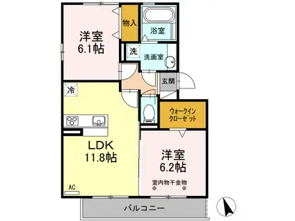 リベルタポルタ(2LDK/3階)の間取り写真