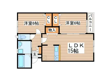 グリーンエイト(2LDK/1階)の間取り写真