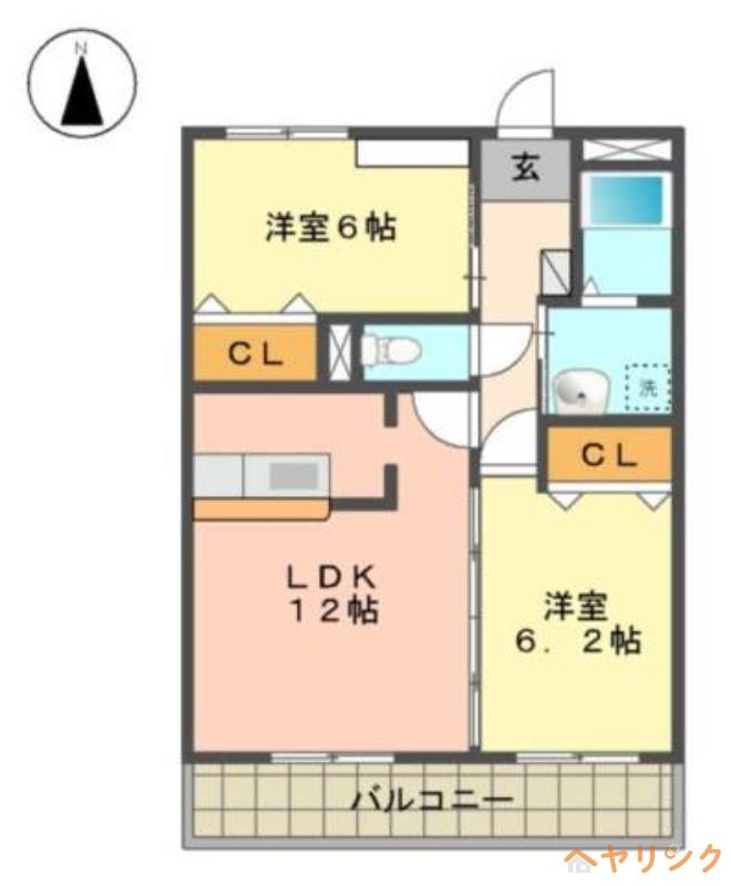 フォレストスクエア シバタ(2LDK/3階)の間取り写真