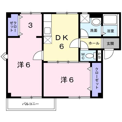 プラドール裕D(2DK/2階)の間取り写真