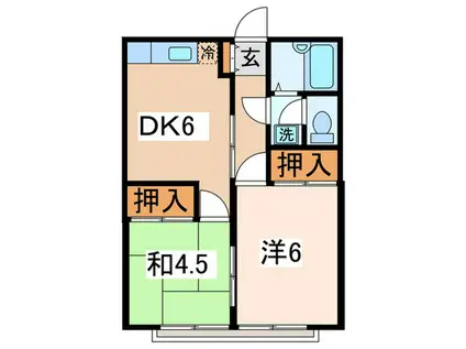 ヴェルジェ戸塚(2DK/2階)の間取り写真