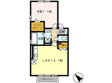 アージュII(1LDK/2階)の間取り写真