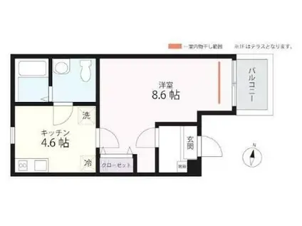 QUIET CRAB HOUSE 横濱希望が丘(1K/1階)の間取り写真