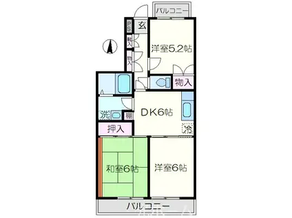 光プラザ(3DK/1階)の間取り写真