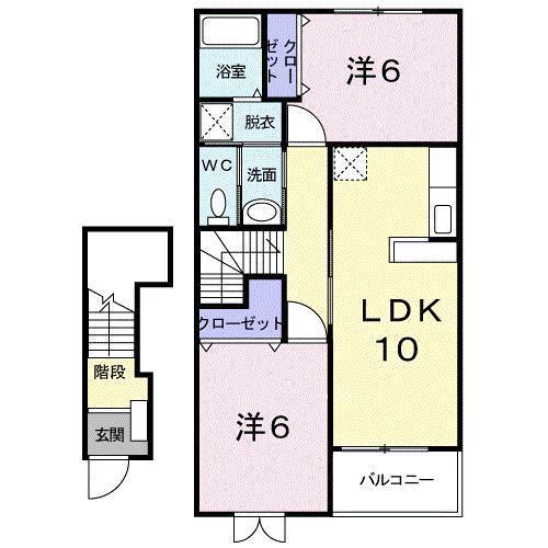 クールカーサ(2LDK/2階)の間取り写真
