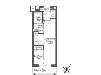 レフィールオーブ代々木(1LDK/2階)の間取り写真