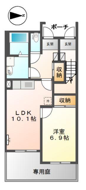 グランドビュー(1LDK/1階)の間取り写真