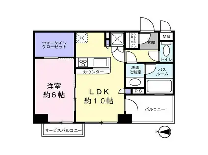 ディークラディア調布(1LDK/4階)の間取り写真