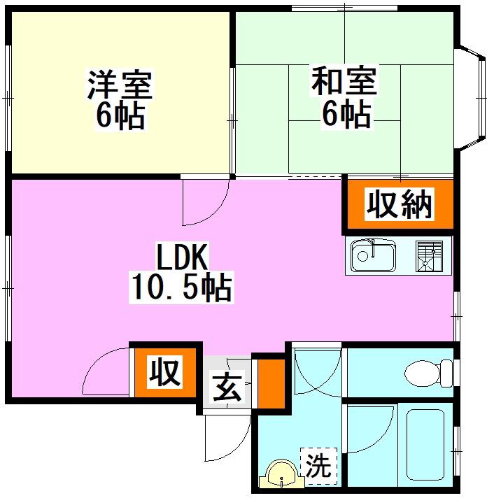 エクレール古野(2LDK/1階)の間取り写真