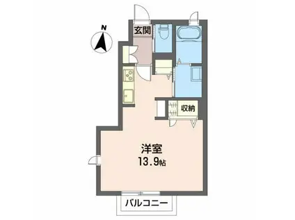 ＪＲ奥羽本線 秋田駅 徒歩5分 2階建 築11年(ワンルーム/1階)の間取り写真