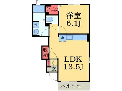 エアリーヒル(1LDK/1階)の間取り写真