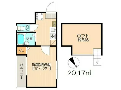 ステージ枇杷島(1SK/2階)の間取り写真