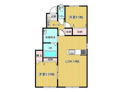 クレストガーデン(2LDK/1階)の間取り写真