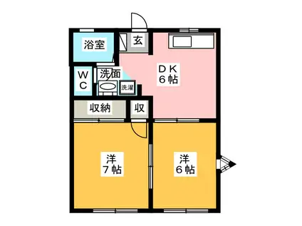 シーバード(2DK/1階)の間取り写真