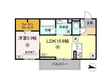 クオリティパレス真砂(1LDK/1階)の間取り写真