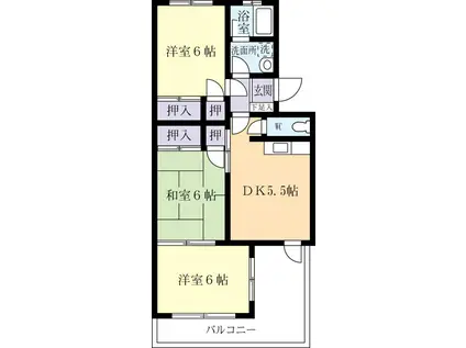 リバーシティロイヤルハイツB(3LDK/2階)の間取り写真