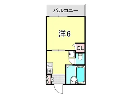 大山ハイツ(1K/2階)の間取り写真