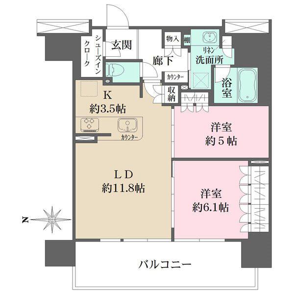 リニアゲートタワー名古屋(2LDK/9階)の間取り写真