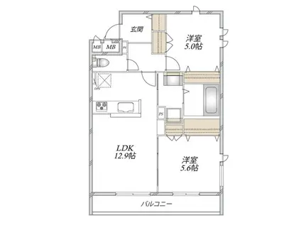 グランドゥール ソレイユ 浦和II(2LDK/2階)の間取り写真