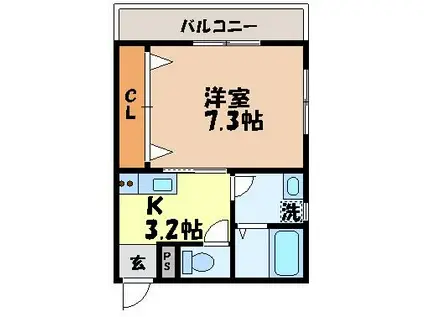 アールグレイ泉(1K/2階)の間取り写真