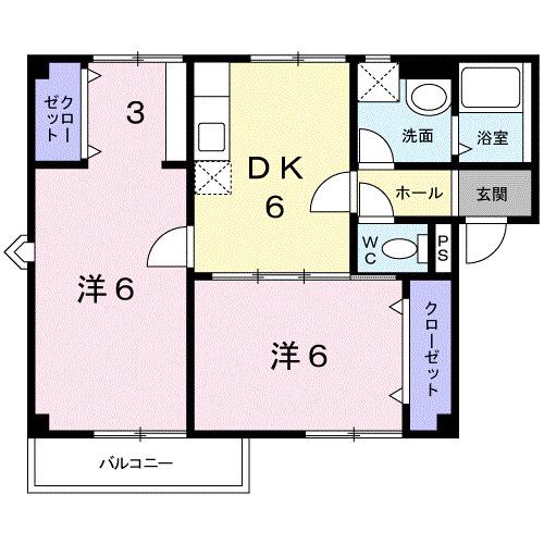プラドール裕D(2DK/2階)の間取り写真